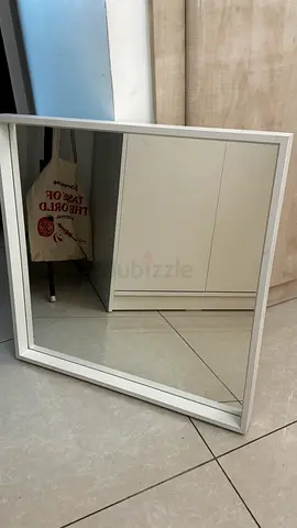 Square White Framed Wall Mirror - Good Condition