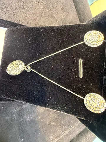 Sterling Silver Necklace and Matching Stud Earrings Set with Cubic Zirconia