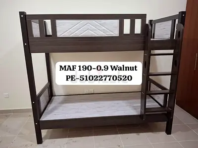 Solid Wood Bunk Bed - Walnut/White, Good Condition