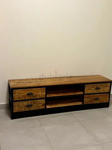 Indiana Industrial Wooden TV Unit with book shelf