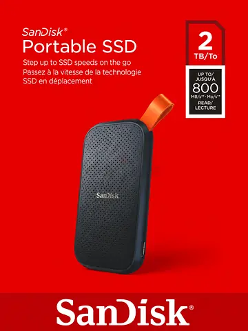SanDisk 2TB Portable SSD – USB-C | USB 3.2 Gen 2 | Up to 800MB/s | SDSSDE30-2T00-G26