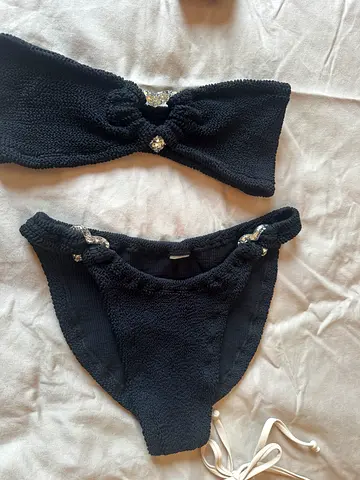Hunza G Leya Bikini black with Silver Heart