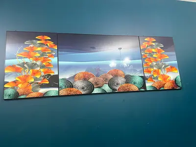 Set of 3 Modern Wall Art Panels with Abstract Floral Design