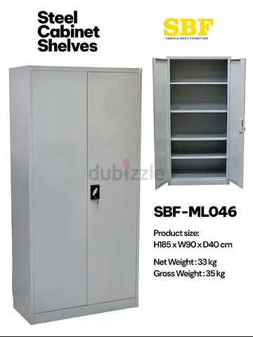 SBF Steel Storage Cabinet 185x90x40 cm – 5-Shelf Office Cupboard