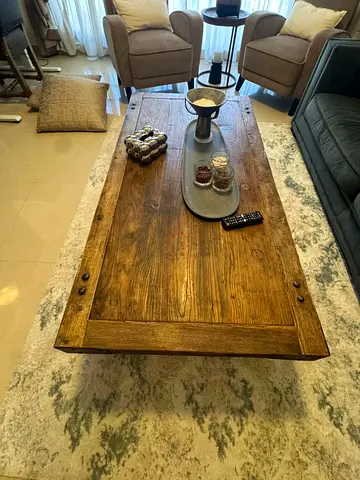 Solid Rustic Wooden Coffee Table - Handmade Look, Good Condition