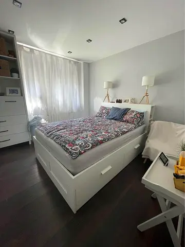 Ikea Queen Brimines bed frame with Ikea Queen mattress