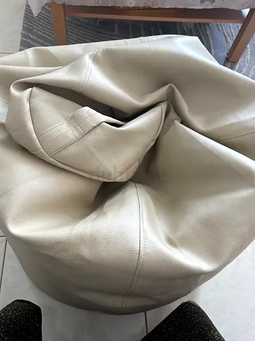 Large Beige Leather Bean Bag Chair - Comfortable Lounges  dhs 99