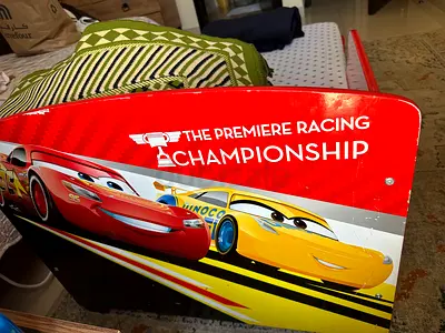 Disney Pixar Cars Racing Toy Bed Headboard / Play Panel