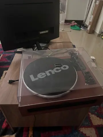 Lenco turntable record player with dust cover - good working condition