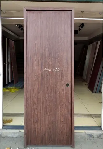 Single Wooden Sliding Door - Dark Walnut Finish
