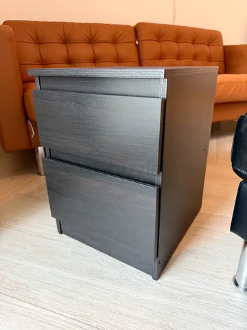 IKEA MALM 2-Drawer Bedside Table / Nightstand – Black-Brown – Excellent Condition