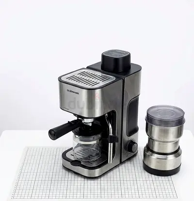 Stainless steel espresso/coffee machine with milk frother - used