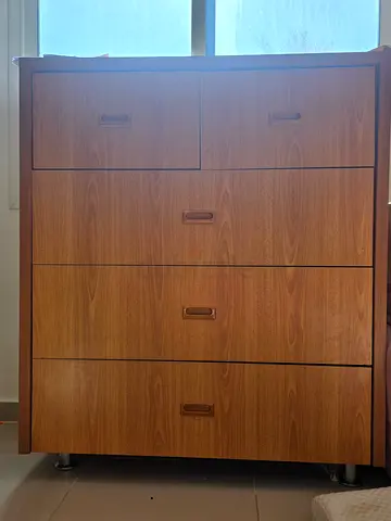 Wooden 4-Door Wardrobe with Top Compartments - Good Condition