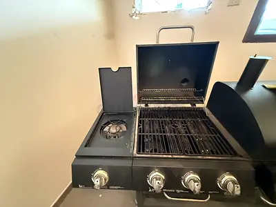 4-Burner Charcoal/Gas Hybrid BBQ Grill with Side Burner