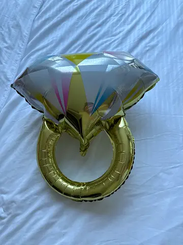 Foil balloon shaped like a large diamond ring - used once, amazing party decoration