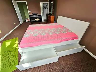 Ikea King White Malm bed frame including Ikea King mattress