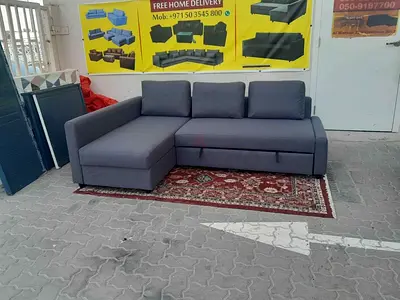 IKEA Grey L-shaped Fabric Sofa with Storage - Good Condition