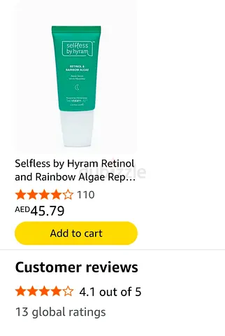 Selfless by Hyram Retinol  Rainbow Algae Repair Cream - Brand New