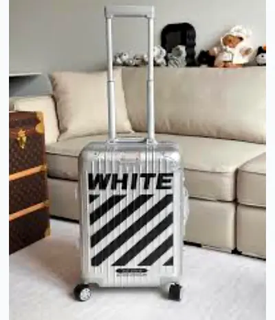 Rimowa x off white Silver hard-shell carry-on suitcase