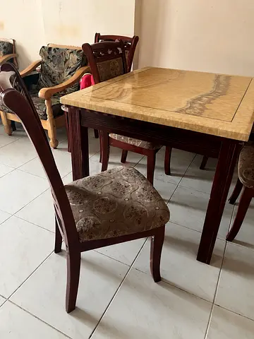 Marble Top Dining Table with six Chairs