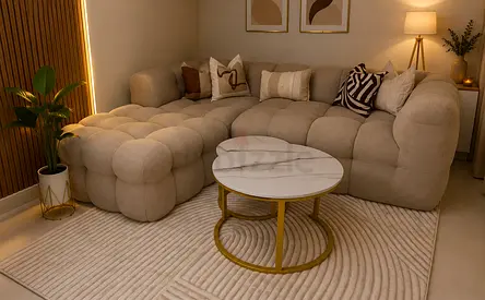 Modern Beige Bubble Sectional Sofa
