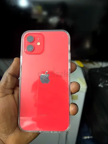 Red iPhone 12 (Good working condition) with clear case