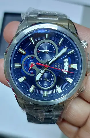 Cerruti 1881 mens stainless steel chronograph watch - blue dial