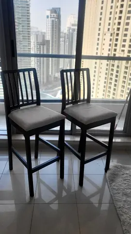 IKEA EKEDALEN bar stools x2, dark brown / light grey