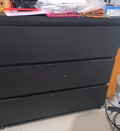 Black 3-Drawer Chest / Dresser - Good Functional Condition