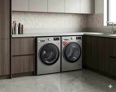 LG latest model Direct drive 9 kg washer and 9 kg heatpump dryer separate set freestanding by the