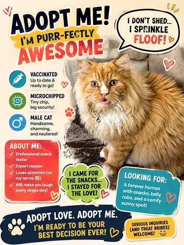 Friendly Vaccinated Male Cat — Ready for Adoption