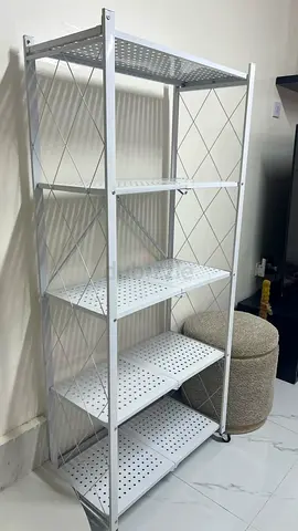 5-Tier Metal Storage Rack Shelving Unit white - foldable
