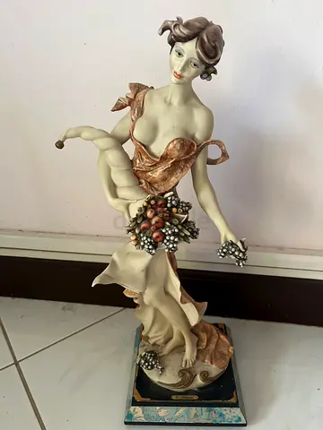 G. Armani Vintage ceramic porcelain figurine of a lady holding grapes Made in Italy Limited Edition
