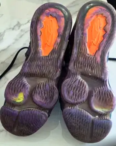 Lebron Space Jam Used pair of athletic shoes — soles shown, good for parts or repair