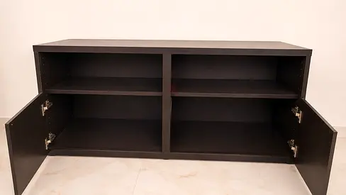 Dark Wood TV Stand / Media Console with Storage Shelves