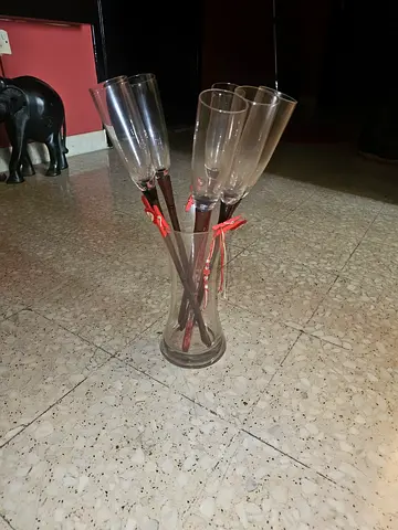 Tall Clear Glass Vase with Decorative Ribbon