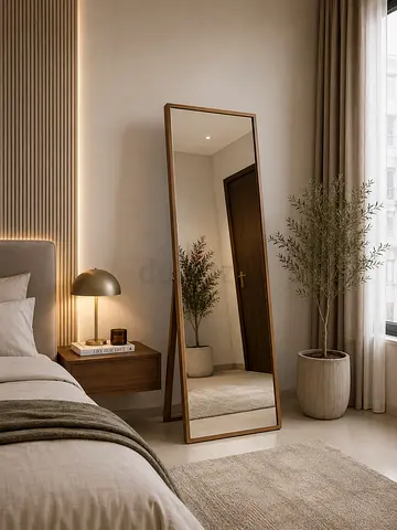 Modern Full Length Standing Mirror with Wooden Frame