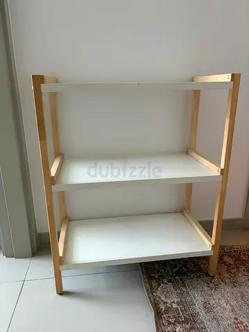 Compact 3-Tier Wooden Shelf Unit - Light Wood  White Shelves