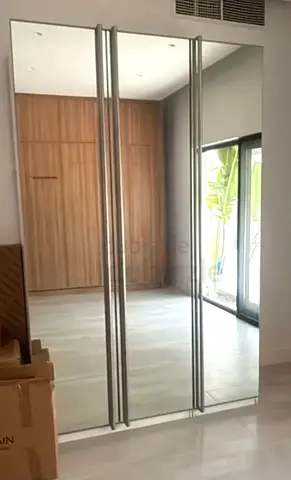 Full-length Mirrored Wardrobe Doors with Aluminum Frames - Set of 3