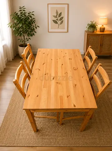 Solid Wood Dining Set with 4 Chairs