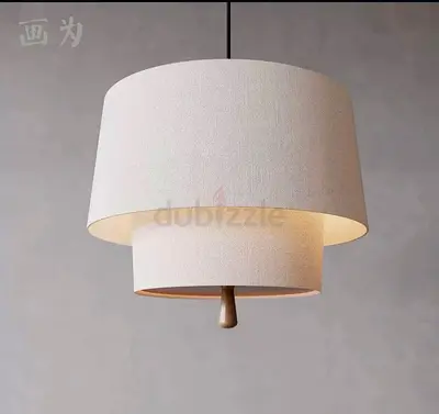 Modern Double-Layer Fabric Pendant Lamp - Beige