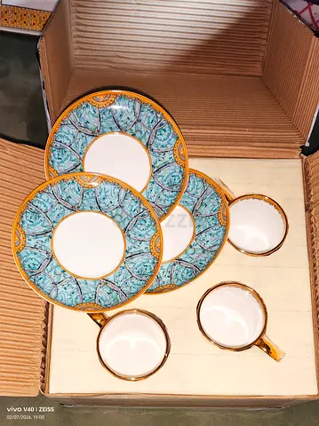 Rosenthal Versace tea cup and saucer set with gold trim (3 cups + 3 saucers)