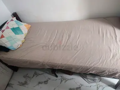 Single wooden bed frame with mattress (used)