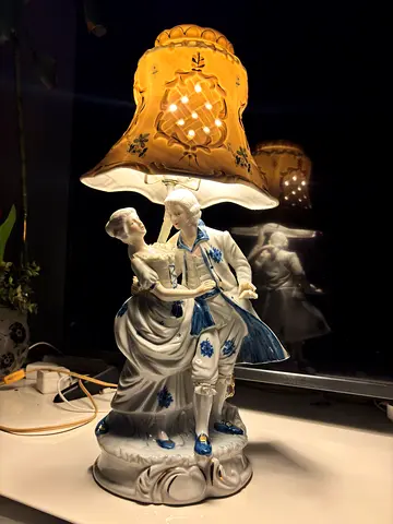 Porcelain Figurine Lamp — Vintage Couple Statue