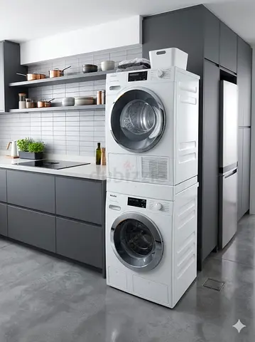 Miele Stacked front-load washer and dryer set - twin dos washer 9kg and heatpump dryer 8kg