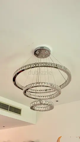 Modern crystal ring chandelier - 4-tier ceiling light (used)