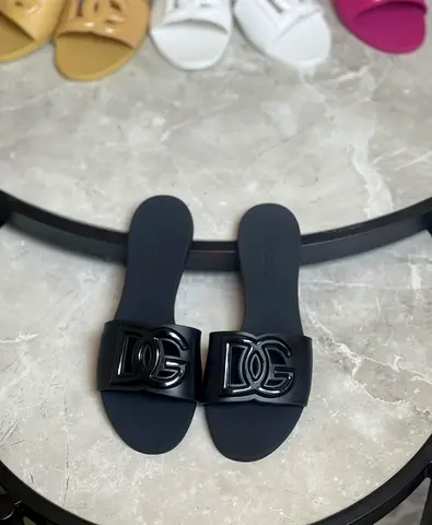 Black DG Logo Slide Sandals