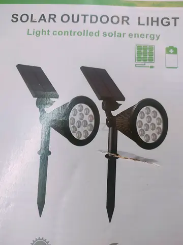 Pair of Solar Outdoor Garden Spotlights with Adjustable Panels