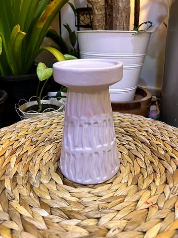 Small ceramic decorative vase — pale lilac textured finish