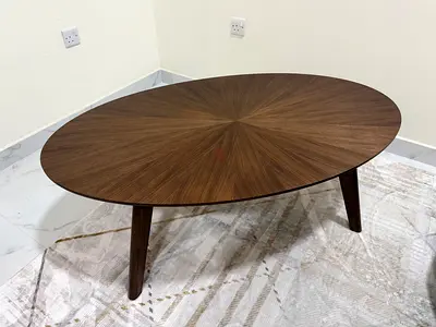 Mid-century Modern Oval Wooden Coffee Table - Solid Finish